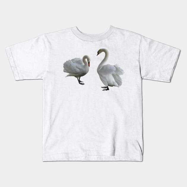 Pair of Mute Swans Kids T-Shirt by mariakeady